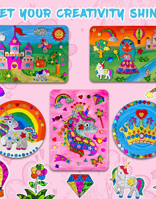 Load image into Gallery viewer, Wooden Foil Art Crafts DIY Unicorn &amp; Princess Painting Kit for Kids Ages 5-12
