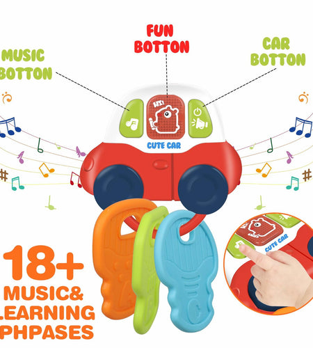 Baby Teething Toys Montessori Sensory Car Key Teether Music Light 0-18M