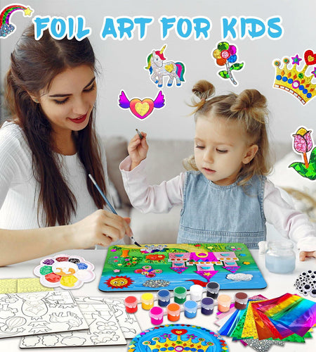 Wooden Foil Art Crafts DIY Unicorn & Princess Painting Kit for Kids Ages 5-12