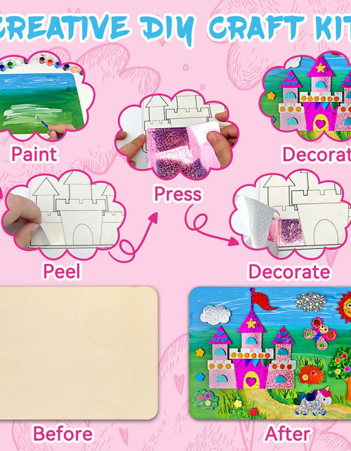 Load image into Gallery viewer, Wooden Foil Art Crafts DIY Unicorn &amp; Princess Painting Kit for Kids Ages 5-12
