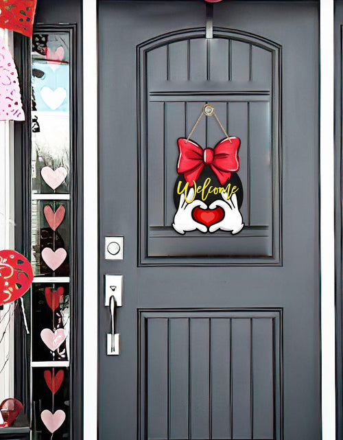 Load image into Gallery viewer, Bolisom Valentine's Day Wood Door Sign Red Love Heart Polka Dot Bow
