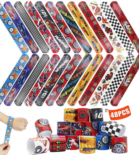 Acehome 48 PCS Kids Slap Bands Wristbands Bulk Vinyl Rolls Car