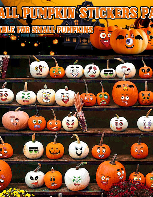 Load image into Gallery viewer, LINAYE Halloween Pumpkin Face Stickers Small Mini 72 PCS Decorating Kit
