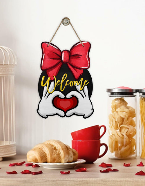 Load image into Gallery viewer, Bolisom Valentine's Day Wood Door Sign Red Love Heart Polka Dot Bow
