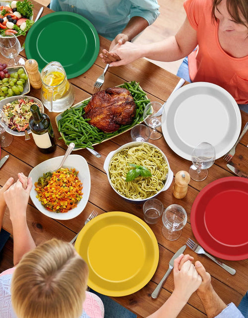 Load image into Gallery viewer, 100Pcs Christmas Paper Plates 9" Red Green Disposable Party Tableware
