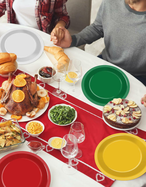 Load image into Gallery viewer, 100Pcs Christmas Paper Plates 9" Red Green Disposable Party Tableware
