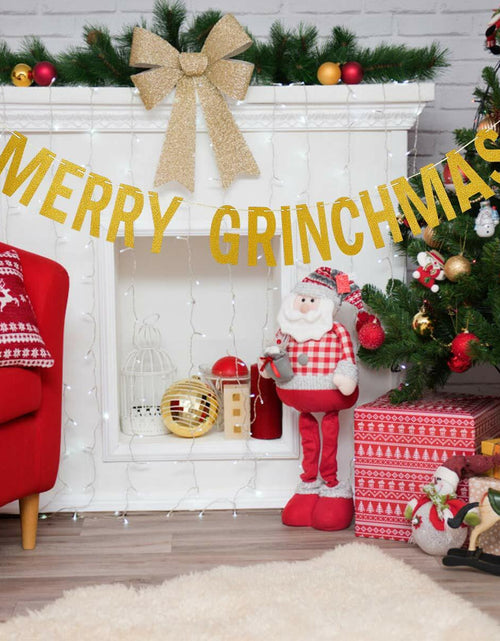 Load image into Gallery viewer, Gold Merry Christmas Banner Holiday Decoration Whoville Xmas Banners
