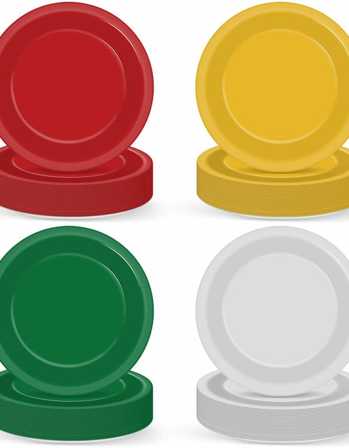 Load image into Gallery viewer, 100Pcs Christmas Paper Plates 9" Red Green Disposable Party Tableware
