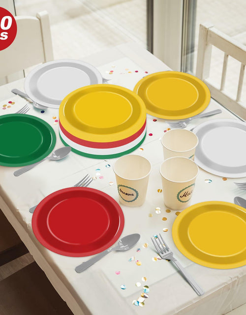 Load image into Gallery viewer, 100Pcs Christmas Paper Plates 9" Red Green Disposable Party Tableware
