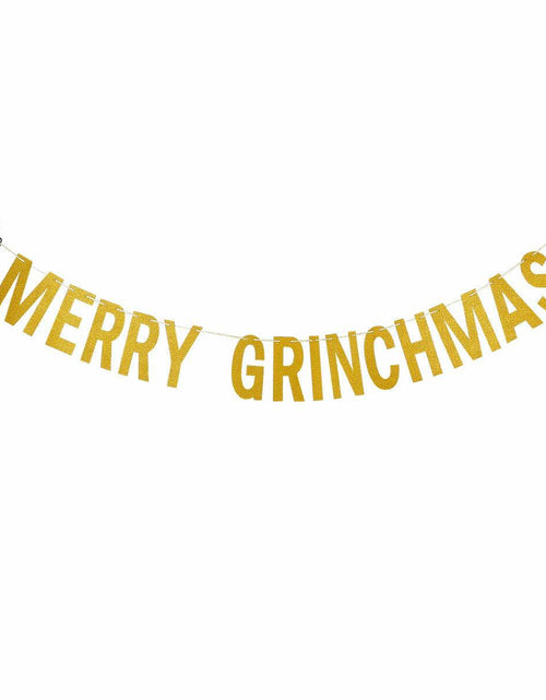 Load image into Gallery viewer, Gold Merry Christmas Banner Holiday Decoration Whoville Xmas Banners
