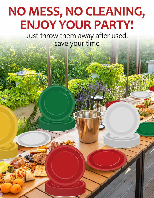 Load image into Gallery viewer, 100Pcs Christmas Paper Plates 9" Red Green Disposable Party Tableware
