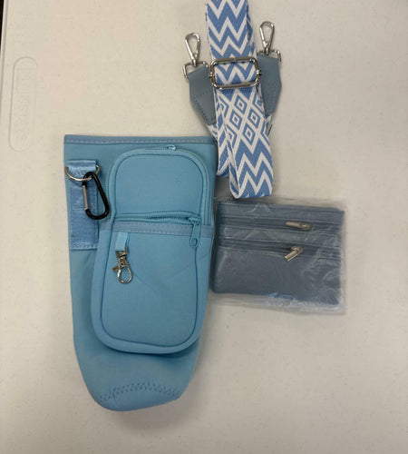 TITPOP Water Bottle Carrier Bag Lightweight Portable for Hiking & Travel - Blue