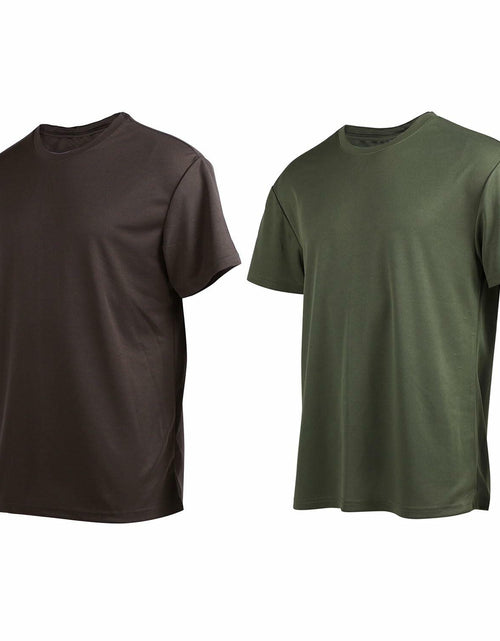 Load image into Gallery viewer, Fastkoala Men's Quick Dry Workout Shirt Short Sleeve ArmyGreen Grey Size M
