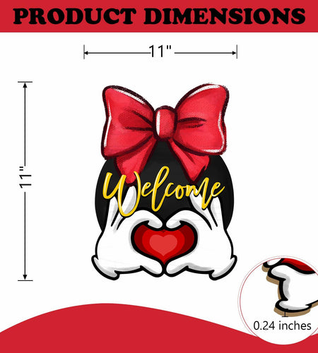 Bolisom Valentine's Day Wood Door Sign Red Love Heart Polka Dot Bow