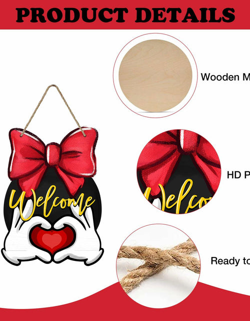 Load image into Gallery viewer, Bolisom Valentine's Day Wood Door Sign Red Love Heart Polka Dot Bow
