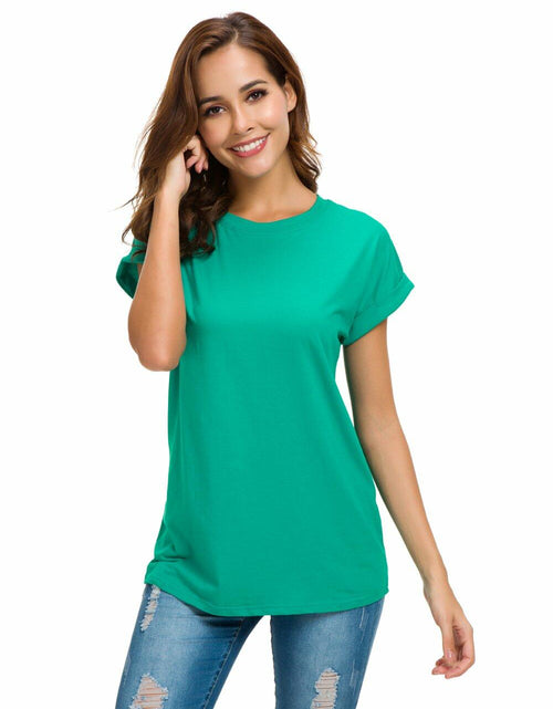 Load image into Gallery viewer, MSHING Women's Lake Green Crew Neck Casual T-Shirt Size M
