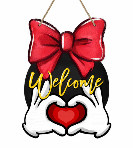 Bolisom Valentine's Day Wood Door Sign Red Love Heart Polka Dot Bow
