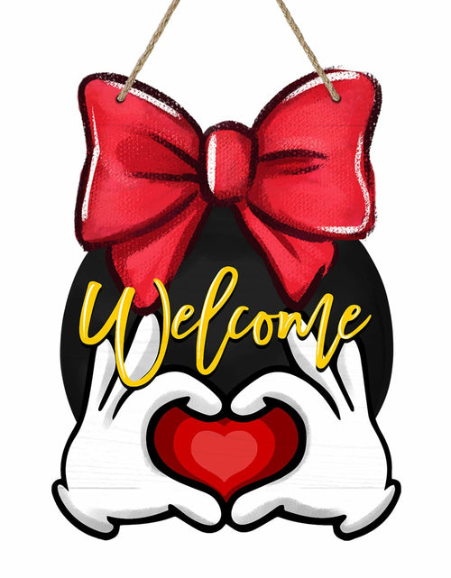 Load image into Gallery viewer, Bolisom Valentine's Day Wood Door Sign Red Love Heart Polka Dot Bow
