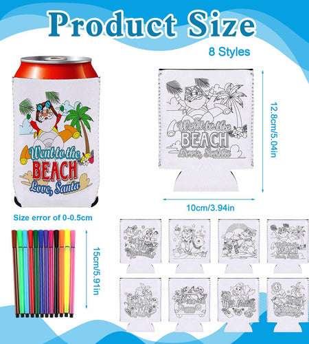 HOWAF 8pcs Christmas Coloring Crafts Sleeves for Kids Tropical Fun
