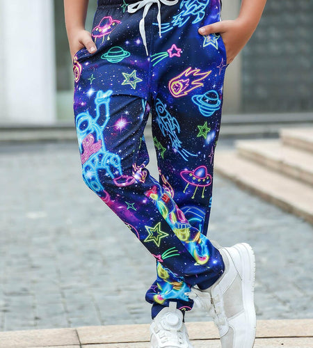 Kids Jogger Pants Tie Dye Volleyball Print Casual Sport Trousers Size 6-7