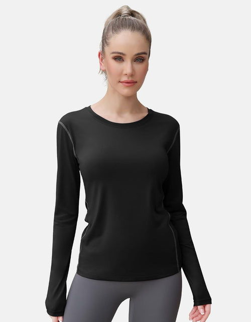 Load image into Gallery viewer, WANAYOU Women's Compression Dry Fit Long Sleeve Shirt 3 Pack Black Size S
