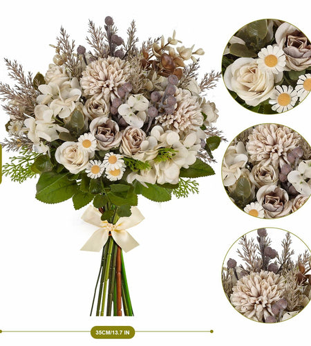 Kimkusia Silk Artificial Flowers Bridal Wedding Decor Bouquet Faux Silk Roses