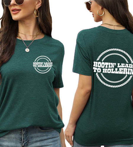 RUSASKO Womens Hootin' Leads to Hollerin' T-Shirt Dark Green Size XXL