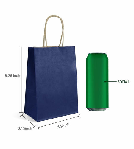 BIOBROWN Black Gift Bags with Handles 25 Pcs 5.9x3.15x8.26in Bulk Party