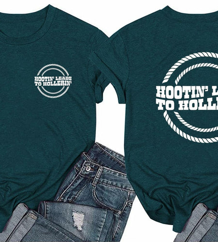 RUSASKO Womens Hootin' Leads to Hollerin' T-Shirt Dark Green Size XXL