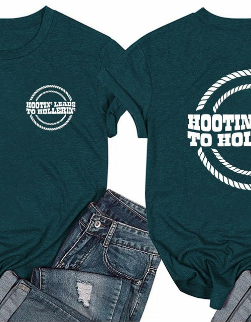Load image into Gallery viewer, RUSASKO Womens Hootin' Leads to Hollerin' T-Shirt Dark Green Size XXL
