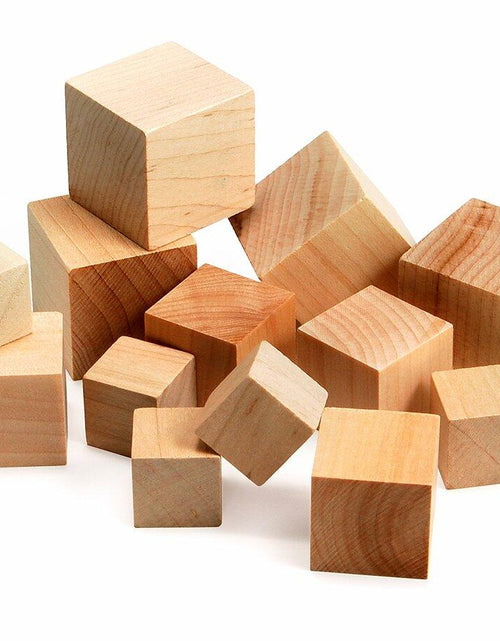 Load image into Gallery viewer, Hygloss Unfinished Wood Building Blocks Cubes Assorted Sizes 48 Pack
