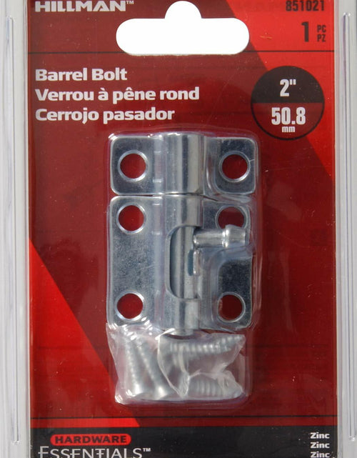 Load image into Gallery viewer, Hillman Hardware Essentials Barrel Bolt Zinc-Plated 2"
