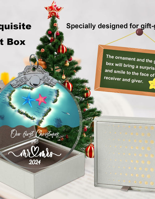 Load image into Gallery viewer, Just Married 3" Glass Ornament 2024 Wedding Couple Gift with Gift Box
