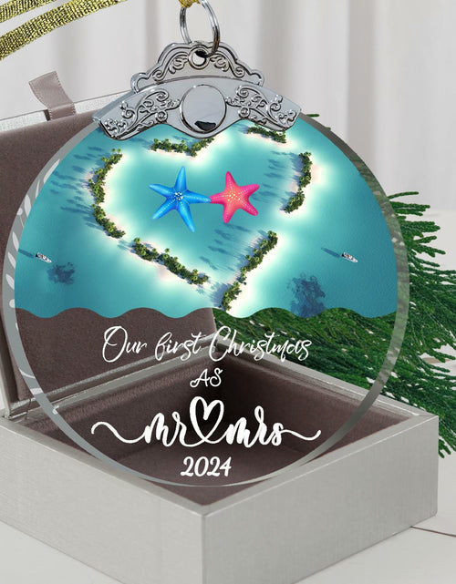 Load image into Gallery viewer, Just Married 3" Glass Ornament 2024 Wedding Couple Gift with Gift Box
