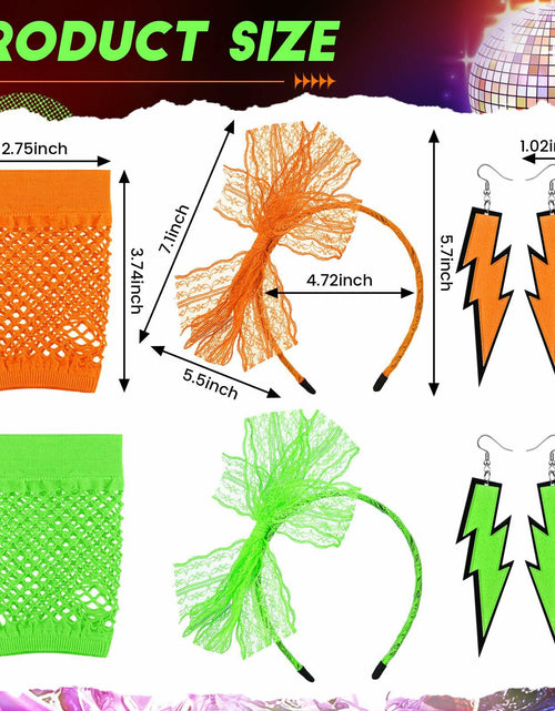 Load image into Gallery viewer, Maiteenly 80s Costume Accessories Set Lace Headband Neon Earrings Gloves
