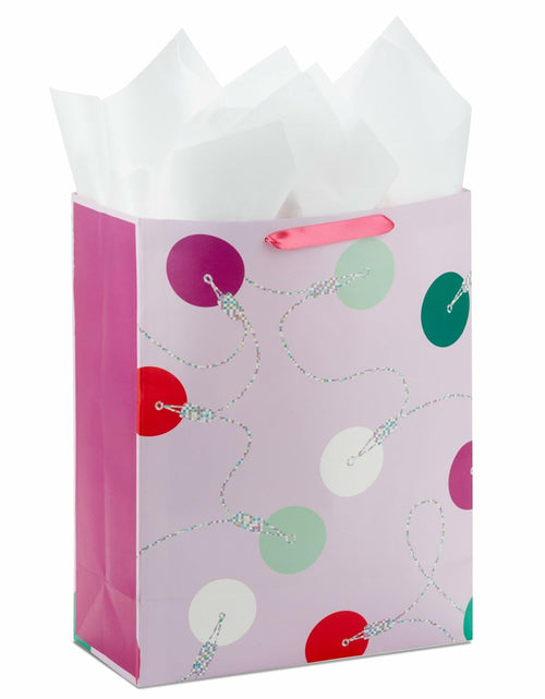 Load image into Gallery viewer, Hallmark 15" Extra Large Holiday Gift Bag Trendy Lights Pink with Tissue &amp; Tag
