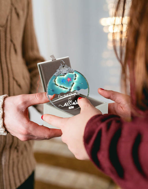 Load image into Gallery viewer, Just Married 3" Glass Ornament 2024 Wedding Couple Gift with Gift Box
