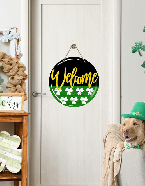Load image into Gallery viewer, Bolisom St. Patrick's Day Shamrock Wood Door Sign Outdoor Porch Decor
