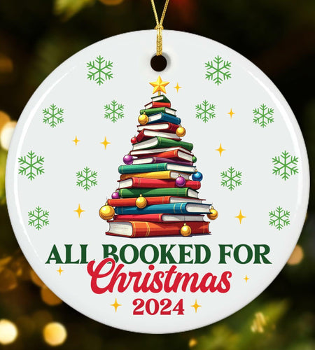 NewEleven Ceramic Christmas Ornament Book Lovers Gift Bookshelf Decor