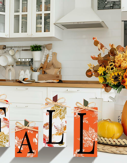 Load image into Gallery viewer, 4 PCS Autumn Wood Sign Fall Decor Farmhouse Harvest Thanksgiving Indoor
