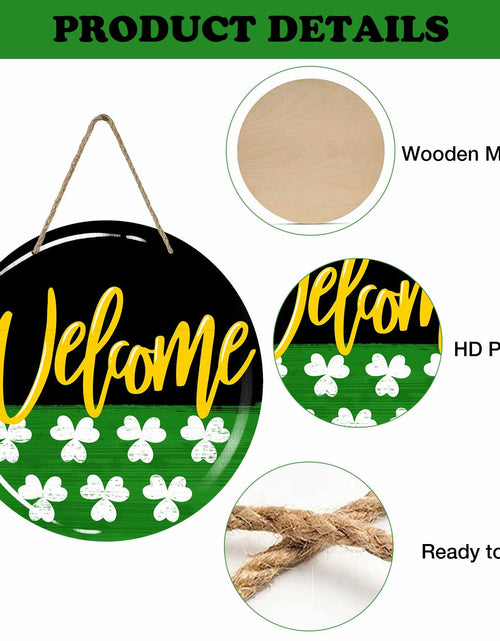 Load image into Gallery viewer, Bolisom St. Patrick's Day Shamrock Wood Door Sign Outdoor Porch Decor
