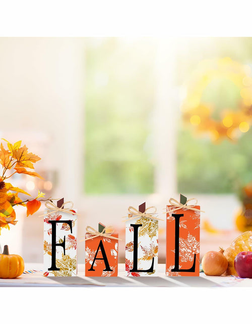 Load image into Gallery viewer, 4 PCS Autumn Wood Sign Fall Decor Farmhouse Harvest Thanksgiving Indoor
