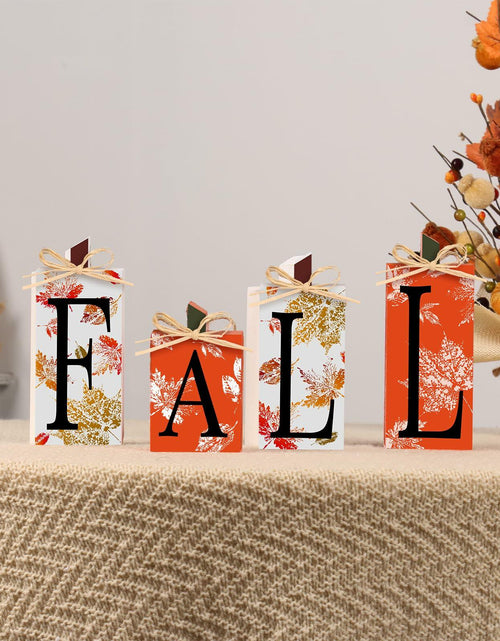 Load image into Gallery viewer, 4 PCS Autumn Wood Sign Fall Decor Farmhouse Harvest Thanksgiving Indoor
