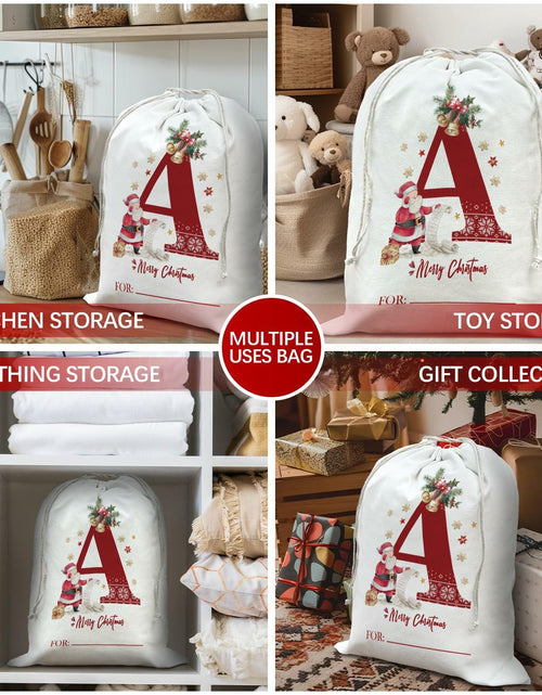 Load image into Gallery viewer, DSHFG Christmas Initial Personalized Drawstring Gift Bag for Women Red
