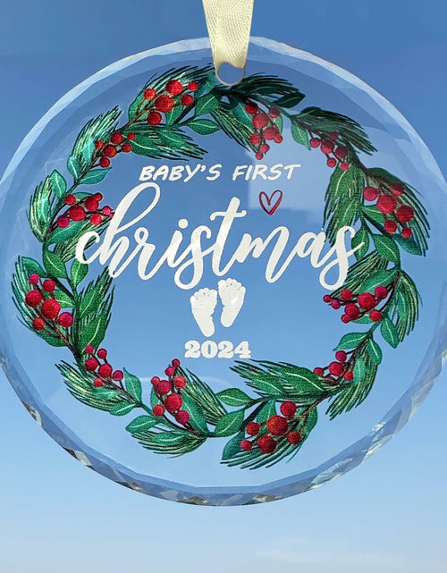Load image into Gallery viewer, First Christmas Ornament 2024 Clear Glass Newborn Baby Keepsake Girls Boys
