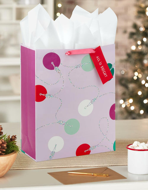 Load image into Gallery viewer, Hallmark 15" Extra Large Holiday Gift Bag Trendy Lights Pink with Tissue &amp; Tag
