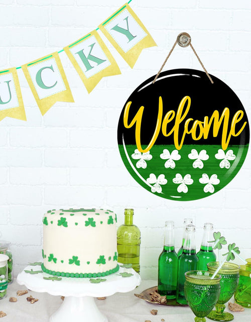 Load image into Gallery viewer, Bolisom St. Patrick's Day Shamrock Wood Door Sign Outdoor Porch Decor
