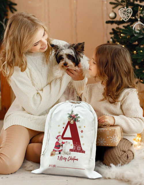 Load image into Gallery viewer, DSHFG Christmas Initial Personalized Drawstring Gift Bag for Women Red
