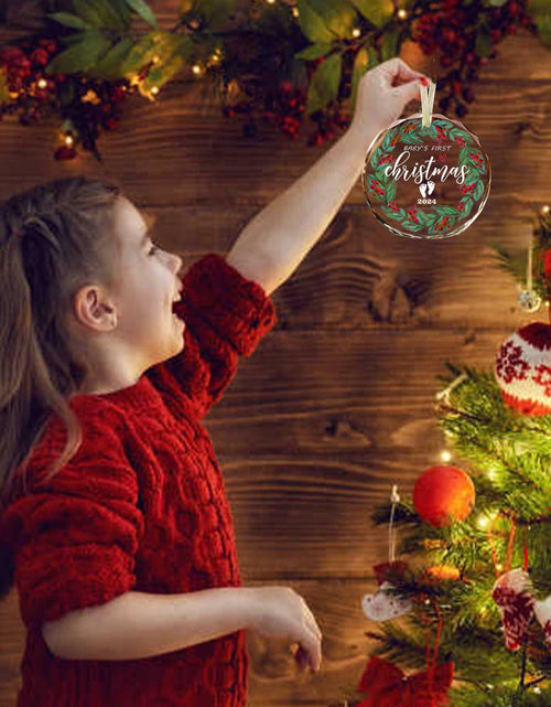 Load image into Gallery viewer, First Christmas Ornament 2024 Clear Glass Newborn Baby Keepsake Girls Boys

