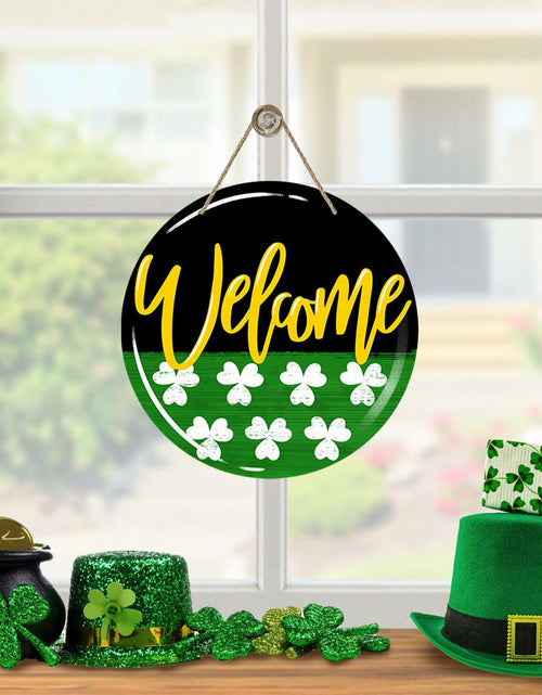 Load image into Gallery viewer, Bolisom St. Patrick's Day Shamrock Wood Door Sign Outdoor Porch Decor
